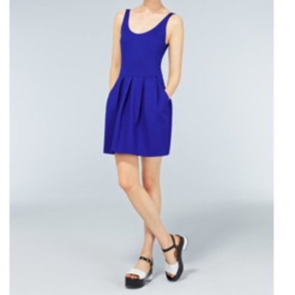 ARITZIA Wilfred Blue Pocket Pompe Pleated Dress 2 - Picture 2 of 9